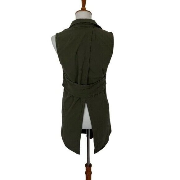Romeo Juliet Couture Green Sleeveless Button Down Shirt Tunic Open Back Small - Picture 4 of 6
